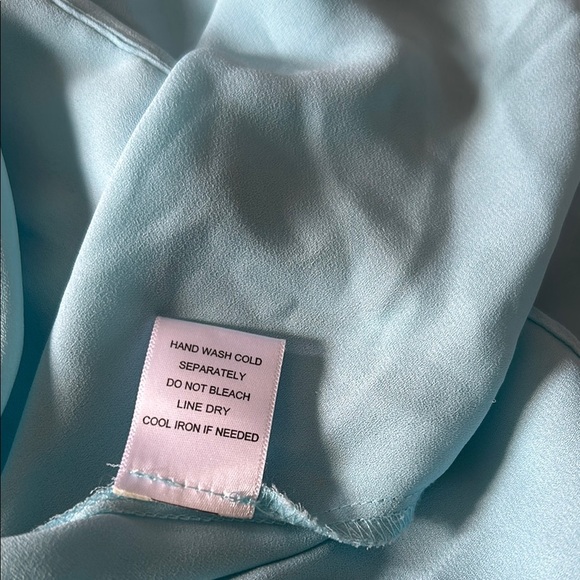 Powder Blue Long Sleeve Tie Front Blouse - Picture 8 of 8